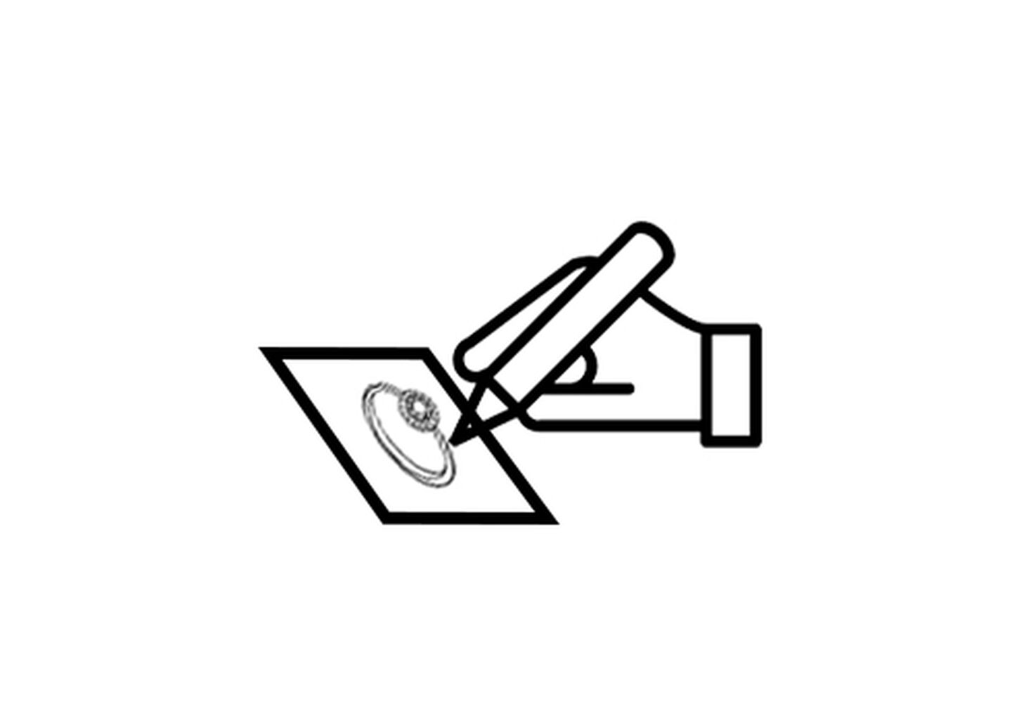 Illustration of an artist sketching a ring design.